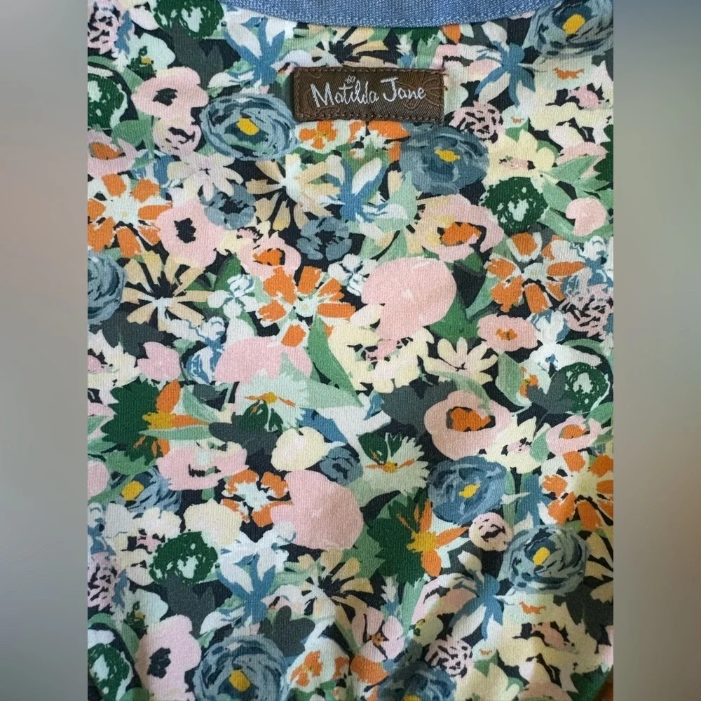 Matilda Jane Floral Pocket Dress Girls Size 5T Blue Pink Orange